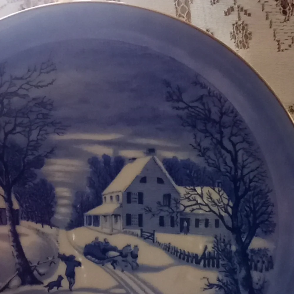 The homestead in winter decorative plate by Currier and Ives